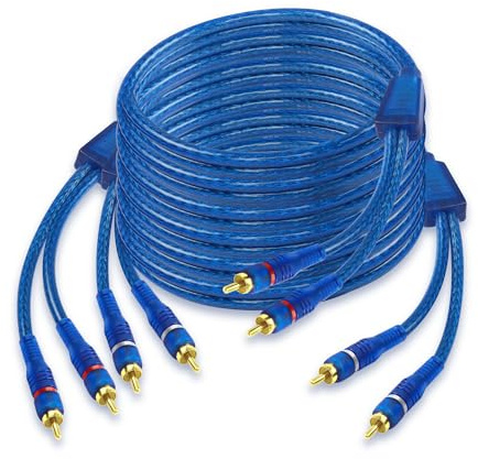 XMSJSIY 4 Kanal RCA Auto Audio Kabel Verbindungskabel 4 RCA Stecker auf Stecker verdrehten Paar Kabel mit Geräuschreduzierung für Auto Marine Motorrad Audio - 5M/16.4FT