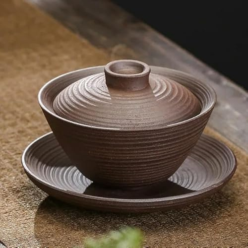 Gaiwan in ceramica grossolana grande pentola per afferrare a mano Gaiwan fatto a mano in ceramica non smaltata Gaiwan Kung Fu set da tè cinese zuppiera bollitore per tè