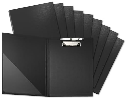 FALKEN 10x Klemmbrett-Mappe DIN A4 schwarz mit Tasche im Vorderdeckel | Made in Germany und Stiftehalter farbiger Papierbezug innen und außen Blauer Engel ideal für Inventur und Lagerwirtschaft