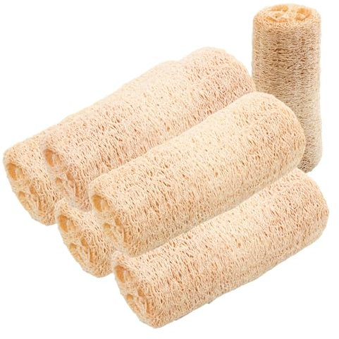 Anseom 6 Pezzi Spugne Naturali di Luffa, Doccia Luffa Spugna Spugna di Luffa per Peeling Scrubber Lavaggio Del Corpo Cucina E Bagno