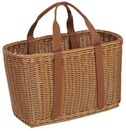 F Fityle Panier tissé à la Main avec poignées, Panier de Courses élégant, Porte-Articles de Toilette, Panier à Fruits et légumes Portable Multifonctionnel,