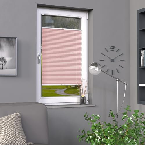 Deco-Raum Plissee auf Maß Rosa Fenster Plisseerollo Faltstore Jalousie Sonnenschutz Sichtschutz lichtdurchlässig Rollo für Fenster & Tür B:141-150 cm, H: 101-150 cm