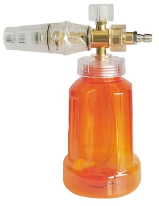 Shkalacar Schaumkanone für Hochdruckreiniger, Auto Foam Blaster mit 1/4 Zoll Schnellanschluss und 1-Liter-Flasche, Verstellbare Schneeschaumlanze für Autowäsche(Orange)