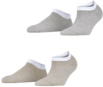 ESPRIT dam sneakerstrumpor fina ränder 2-pack W SN bomull kort mönstrad 2 par, flerfärgade (beige brun 0190), 35–38, Flerfärgad (Beige Brown 0190), 35-38 EU