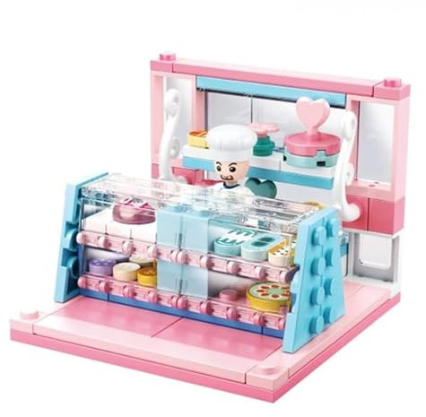 Habarri - Mini Klemmbausteine - Set von Bausteinen und Mini Figur - Geschenk für Kinder ab 7 Jahren - Kompatibel mit bekannten Klemmbausteinen - 117 Elemente - Motiv Konditorei