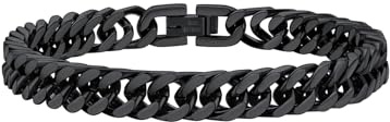 FaithHeart Armband Herren Panzerkette Männer Kette Edelstahl Panzerarmband Damen Kubanische Kette Armkette Junge Gliederarmband Schmuck für Weihnachten Armband 19CM, Schwarz, 8MM breit