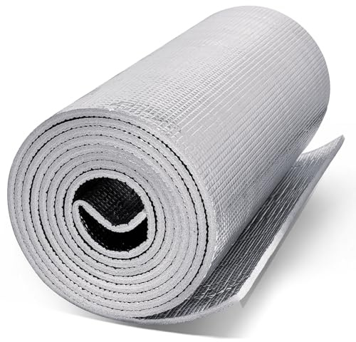 5 MM Reflective Insulation Foam Roll 15.7 x 12.95 Ft, Water Heater Blanket Insulation Wrap Foam Core Radiant Barrier Double Side Aluminum Foil Thermal Shield for Water Heater Tank Window Garage Door