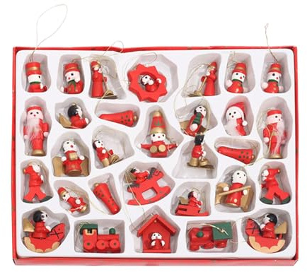 Holzfiguren-Ornamente, Christbaumschmuck - Taschenanhänger aus,30 x Festliche Autodekoration, niedliche Weihnachtsdekoration für Weihnachtsbaum, Fenster, Tür