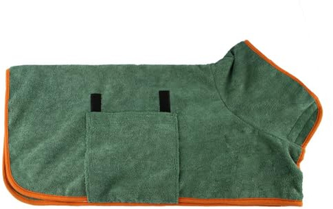 Hixingo Hundebademantel für Kleine Große Mittelgroße Hunde, Extra Saugfähig Hunde Bademantel Mikrofaser mit Klettverschluss & Verstellbarem Gummizug (XXL,Grün)