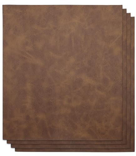 FINGERINSPIRE 4 Stück PU Lederblatt Zum Aufbügeln 26x30cm Sattelbraun Blanker Hotfix Kunstleder Aufnäher Mit Wärmepressen Transferkleber Laserfähiges Lederzubehör Für DIY Hüte Rucksäcke Jacken
