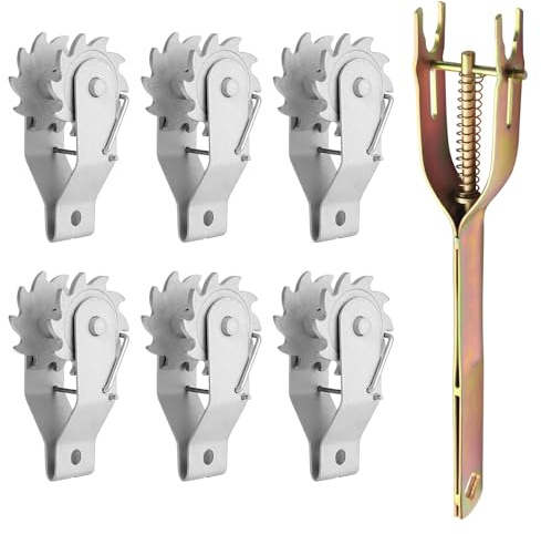 Amoskey Electric Fence Wire Strainer with Handle, Wire Fence Tension with Compression Clip for Farm, Electric Fence Insulators, Garden, Orchard Fence (6 pcs Wire Strainer + 1 Handle)