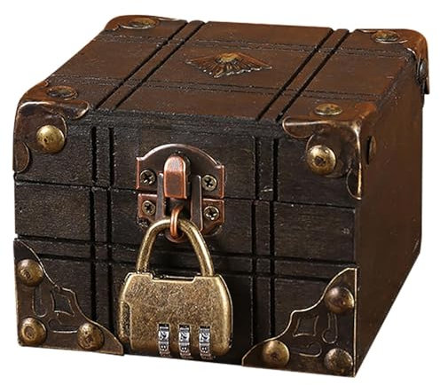 Mini-Schmucktruhe – Vintage-Schatztruhe, kleine Accessoire-Box aus | Miniatur-Ornament-Etui aus mit Schloss, kleine Schmuck-Andenkenbox für Schreibtisch-Organizer, Kindergeschenk, Heimdekora