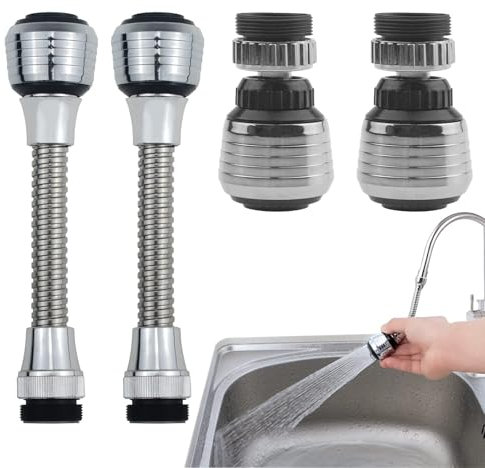 4 Pezzi Rubinetto Lavello Cucina con Accessori - Rompigetto, Prolunga, Estensione Girevole a 360 Gradi, Tubo Aeratore per Lavello