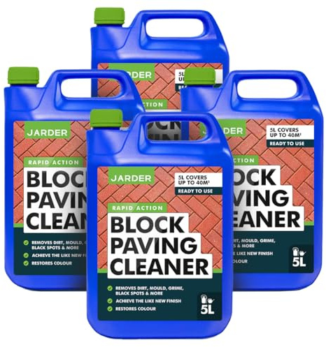 Jarder Rapid Action Block Paving Cleaner 4 x 5L - Elimimates Black Spot, Lichen, Dirt, Grime, Mould and More - Protects against Cracking - Restores Colour