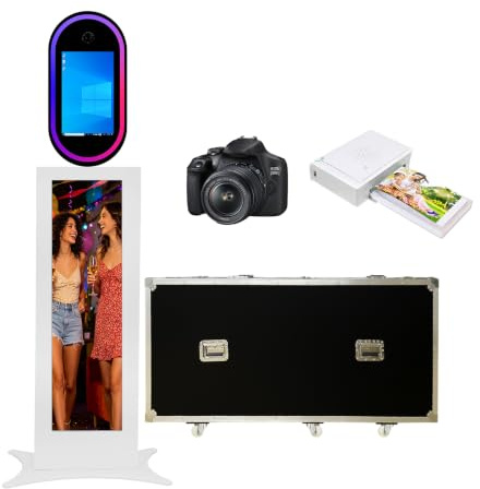 WideMeet Appareil photo reflex numérique de 33,3 cm avec écran tactile LCD, lumière RVB, contrôle par application, étui de transport portable pour mariages, fêtes, événements (blanc, ensemble complet)