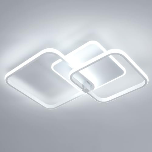 Mckalen Plafoniera LED Soffitto 40W 4700LM, 52CM Lampada da Quadrata Moderna Bianco, Lampadario per Soggiorno, Camera Letto, Sala Pranzo Luce, Bianca Fredda 6500K