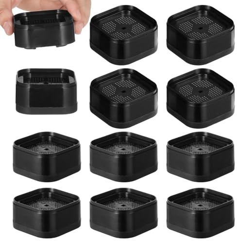 SWEWARM Furniture Risers 16 Pack, Stackable 3.5 cm Lift with Non-Slip Base | black PP plastic with TPR grip, fits flat legs up to 5 cm, beds sofas desks tables, storage and cleaning