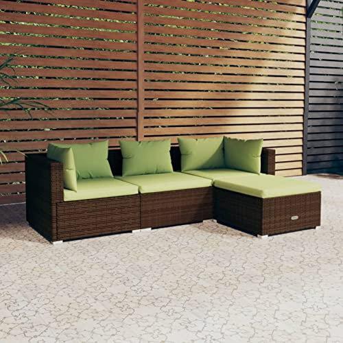 Xichuzi 4-TLG. Garten-Lounge-Set mit Auflagen Poly Rattan Braun, Lounge Gartenmöbel Set, Terassenmöbel Wetterfest, Loungemöbel Terrasse, Gartenlounge, Garten Loungemöbel Set, 3101644