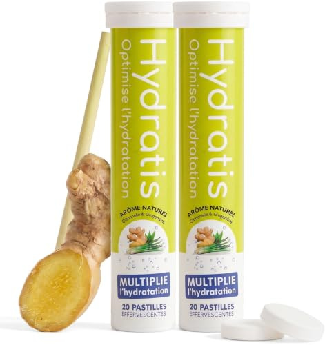 HYDRATIS - 2x20 Pastilles Hydratation Electrolytes - Gingembre/Citronnelle | Améliore l'Hydratation et Favorise l'Énergie - Formule Isotonique - Sport. Récupération. Bien-être