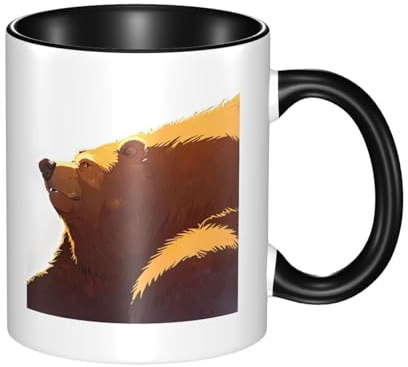 WBQLSL Tazza in ceramica bicolore con orso gigante, classica tazza con manico grande, adatta per ufficio e casa, tempo libero, adatta al microonde