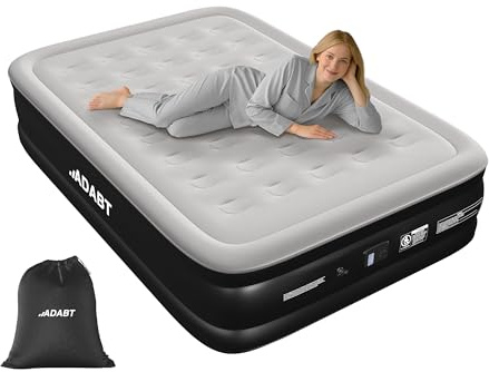 ADABT Premium King Inflatable Air Mattress, Air Bed with Built-in Electric Pump, Self-Inflation Blow up bed | Flocked Surface & Puncture Resistant Air Bed for Guest, Camping & Home Use 203x152x46cm