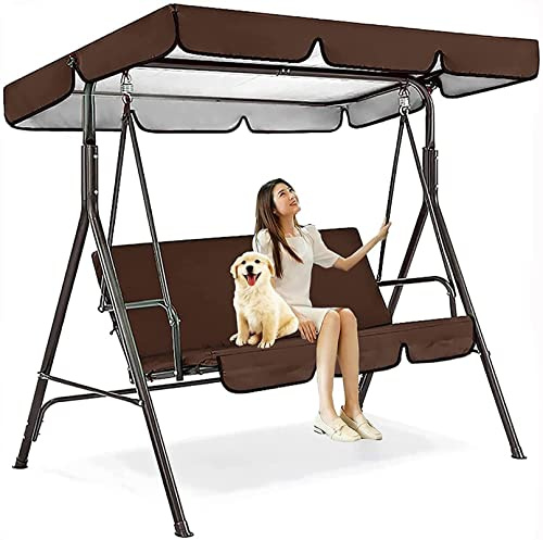 Waterproof Replacement Canopy Set for 2/3 Seater Patio Swing Durable Cover & Cushion for Hollywood Swing Outdoor Furniture Protection Easy Install