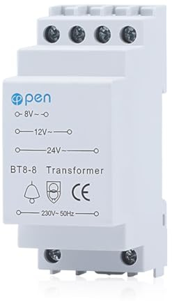 AMFUN Klingeltrafo 8V 12V 24V, Klingeltrafo Trafo für Türklingeln, Klingeltransformator für max. 8VA Türklingel Gong, Passt Auf Genormte Hutschiene
