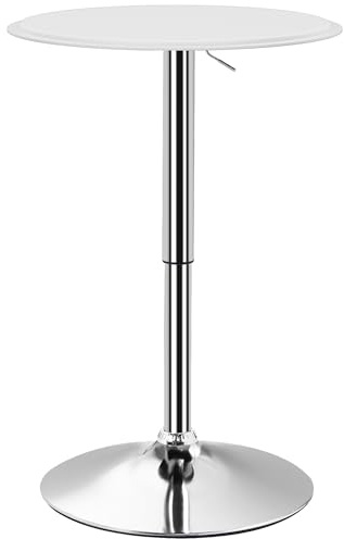 HOMCOM Mesa de Bar Redonda Ajustable en Altura 67-93 cm Blanco