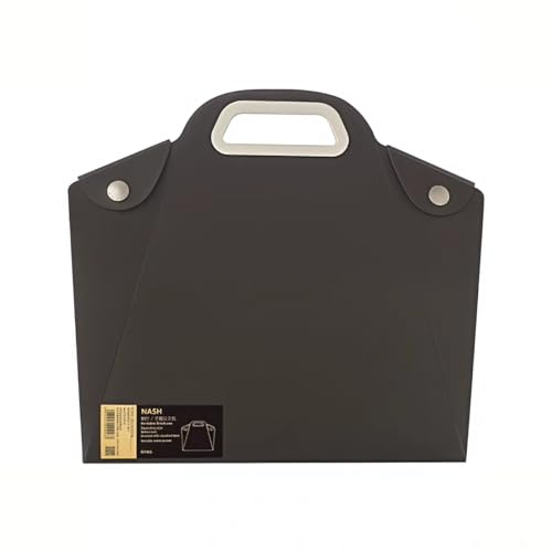 Radefasun Portfolio Folder with Handles Portable File Bag Waterproof Document Storage Container PP Files Organizer Cases for A4 Paper Magazines Notebooks School or Office Supplies (1, Black)