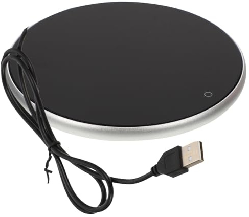 VALICLUD USB Metal Mug Warmer with Touch Control, 102mm Diameter Reusable Heating Cup Warmer Coaster for Coffee and Milk, Three-Level Temperature Settings for Office and Home Use