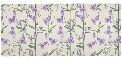 KLL Campanula Rotundifolia Flowers long big Mouse Pad for desk for desktop cool Mouse Pad mat 31.5 x 11.8in