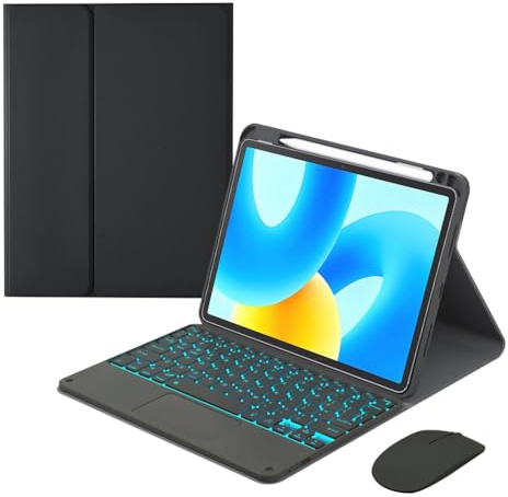 JZCZMCE Funda con Teclado para Xiaomi Mi Pad 8/8 Pro 11.2 2025, Contiene Ñ, Teclado Inalámbrico Retroiluminado Magnético Extraíble con Ratón,Negro