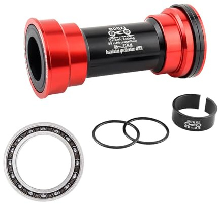 harayaa Fahrrad Tretlager 22 Mm 24 Mm BB86 BB90 BB92 Einpresslager für Radfahrer, Rot