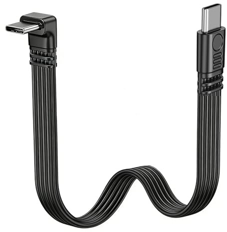 Kurzes 90-Grad-USB C-2.0-Flachkabel, PD 65W Verlängerungskabel flaches Silikonkabel, 90°-Winkel, Datenkabel, USB Typ C Flach effizientes Laden und Datenübertragung für Mobiltelefone und Laptops