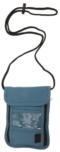 Reisepasshülle Reise Nackentasche mit Verstellbarem Band aus Nylon | Wasserabweisend, Transparentes Fenster, Multifunktionale Aufbewahrung, für Reisedokumente, Karten, Handy und Geld