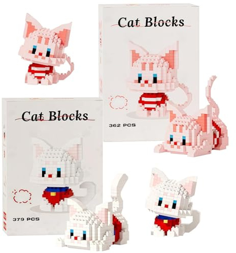 VorPrillynt Gato Figure, Gato Figure Set Cat Juego de Bloques de Construcción,Ladrillos de Juguete para Adultos Cumpleaños Regalo Model
