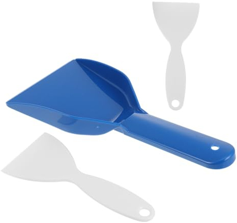 HEALEEP 3pcs Ice Scraper Set for Freezer Frost Removal, Plastic Household Ice Remover Shovels with Large Blue, Medium White, and Small White Scrapers for Fridge and Freezer Cleaning