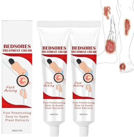 Pressure Sore Treatment Cream, Pressure Sore Wound Care Cream, Moisturising Lotion with Healing Support, Skin Repair Cream, Moisturising Balm with Gentle (2 Pieces)
