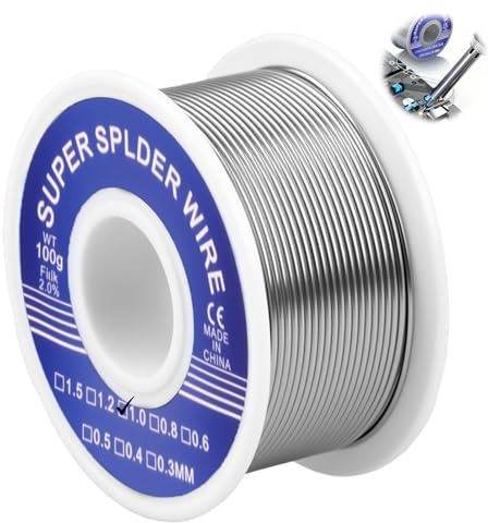 1mm Fil de Soudure, 100g Fil Étain à Souder avec Noyau de Colophane Etain a Souder Electronique Bobine d'étain à Souder Avec Flux pour Soudure la électrique Réparation