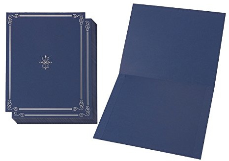Certificate Holder, Diploma Cover (12-Pack) - Elegant Document Covers for Award Certificates (Blue/Silver) - Fits Size A4 Documents (21.0 x 29.7 Centimetres)