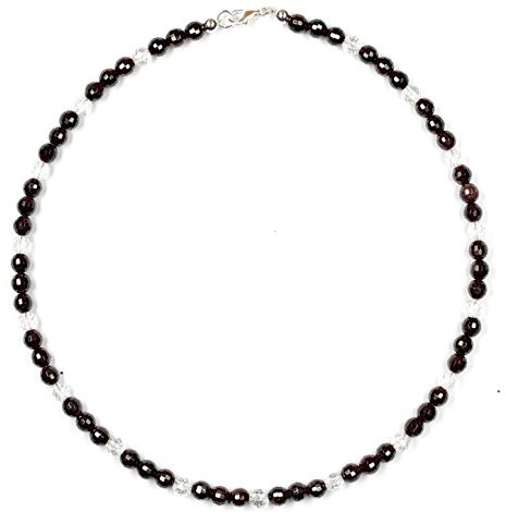 Granat Schmuck (Halskette) Granat Kette Granat Kugeln facettiert mit Bergkristall Kugeln facettiert Verschluss 925er Sterling-Silber Modellnummer 7024