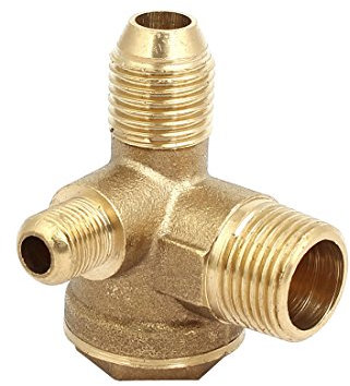 sourcing map Luftkompressor Rückschlagventil, 16mm x 14mm x 10mm Außengewinde 3 Wege pneumatisches Zubehör Messing