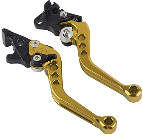 Fydun pit cykel kopplingsspak koppling bromshandtag 1 par CNC aluminium motorcykel koppling trumbromshandtag handtag (gul)