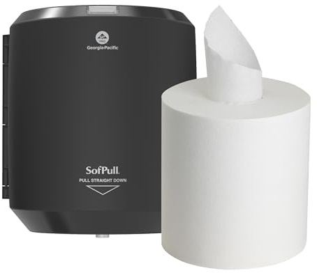 Georgia-Pacific SofPull Centerpull Paper Towel Dispenser Trial Kit by PRO, 58206, 1 Translucent Smoke Regular Paper Towel Dispenser, 58204 and 1 Regular Centerpull Premium Paper Towel Refill, 28124