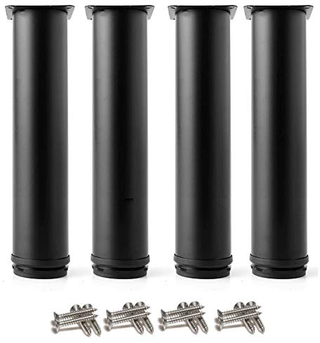 Drenky Tischbeine Metall Schwarz,4 Stück Möbelfüße Verstellbar 200mm Tischbeine Höhenverstellbar Füße für Möbel Edelstahl Gesamthöhe 200mm-215mm Kommen mit Edelstahlschrauben für Möbel Projekt