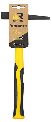 Rhino 18912 - Martillo electricista, mango irrompible (trimatil) – Ancho cabeza 16 mm – Permite clavar, fijar cables eléctricos en espacios estrechos.