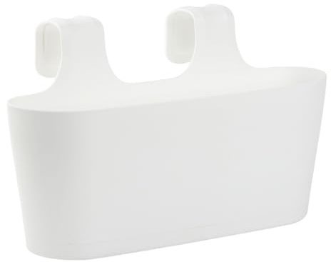 Gariella - 1 x Blumenkasten in Weiß, Hängekasten, Geländer-Montage, Balkon, Außenbereich, 5,5 L, oval, Kunststoff, Übertopf, Pflanzkasten, Blumentopf zum Hängen, Wasserspeicher/Untersetzer