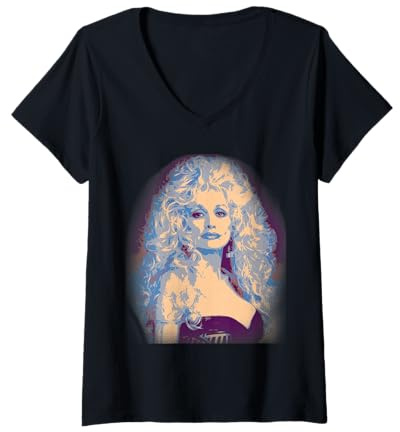 Femme Dolly Parton Dissolved T-shirt vintage T-Shirt avec Col en V