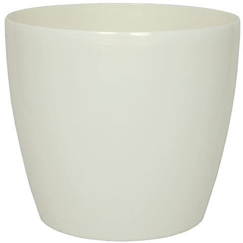 MePla - Vaso per piante Magnolia, resistente alle intemperie, resistente ai raggi UV, vaso per piante, diametro 30 cm, bianco perla