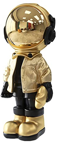 Dosker Astronaut Statues Spaceman Sculpture Polyresin Arts Gifts Gold Figurine Ornament Room Decor for Men,Home and Crafts Desktop Accessories Tabletop Decoration, Living Room, Office, Bookshelf